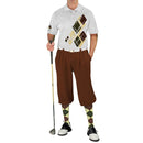Golf Knickers: Mens Argyle Utopia Golf Shirt - J: Butter/Olive/Brown Clothing