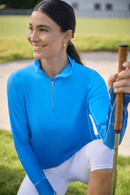 BloqUV x JANTZEN Collab: Women's UPF 50+ Relaxed Mock Zip Top (3002J) - Infinity Blue Clothing