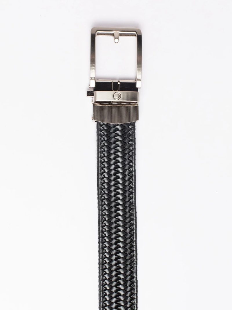 Nexbelt: Men's Braided Leather Golf Ratchet Belt - Black 1.38" [35MM]