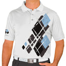 Golf Knickers: Mens Argyle Utopia Golf Shirt - VVVV: Charcoal/Black/Light Blue Clothing