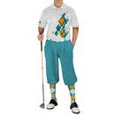 Golf Knickers: Mens Argyle Utopia Golf Shirt - 5G: Teal/Bronze/White Clothing