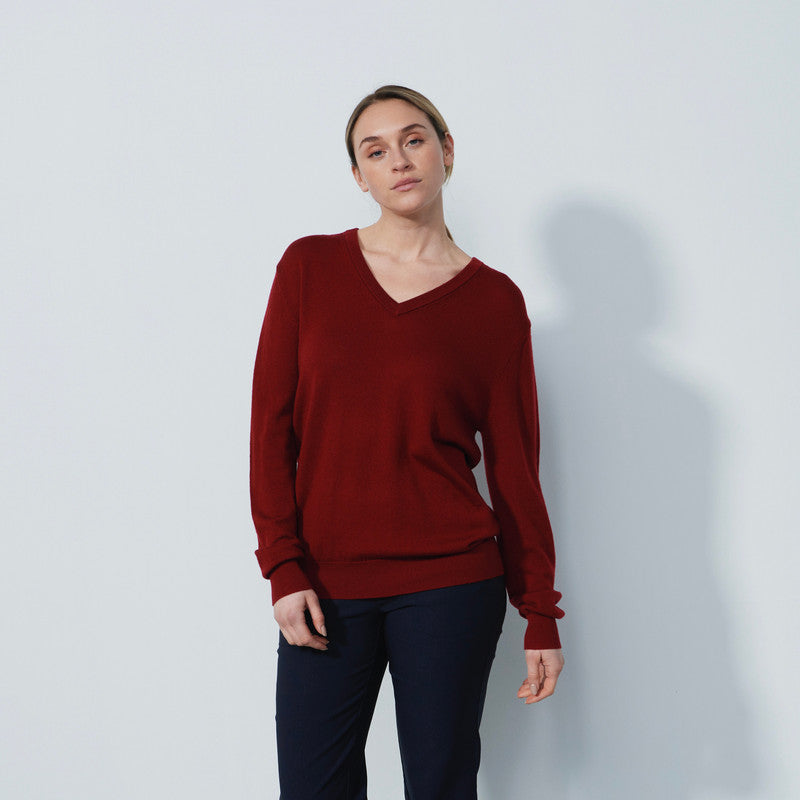 Daily Sports: Women's Boston V-Neck Sweater - Umbria Red