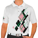Golf Knickers: Mens Argyle Utopia Golf Shirt - PPP: Black/Pink/White Clothing