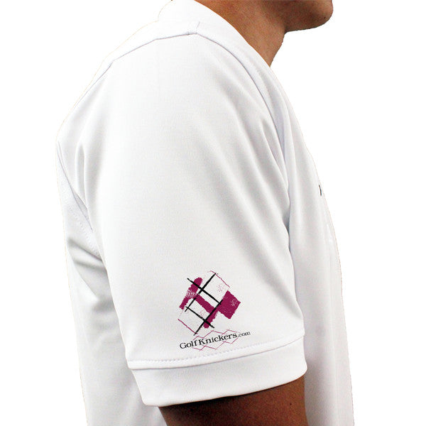 Golf Knickers: Mens Argyle Utopia Golf Shirt - P: Maroon/White