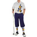 Golf Knickers: Mens Argyle Utopia Golf Shirt - 5U: Navy/White/Gold Clothing