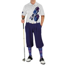 Golf Knickers: Mens Argyle Utopia Golf Shirt - 6N: Navy/Royal/Purple Clothing