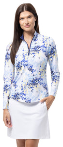 SanSoleil: Ladies Soltek Lux Long Sleeve Print Mock - 900621