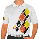 Golf Knickers: Mens Argyle Utopia Golf Shirt - 6B: Black/Orange/Yellow Clothing