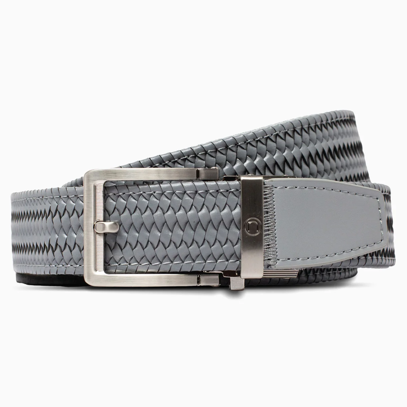 Nexbelt: Men's Braided Leather Golf Ratchet Belt - Grey 1.38" [35MM]