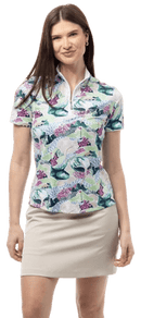 SanSoleil: Ladies UPF 50 SolCool Short Sleeve Mock - 900478 Clothing