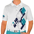 Golf Knickers: Mens Argyle Utopia Golf Shirt - 6P: Navy/White/Teal Clothing
