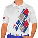 Golf Knickers: Mens Argyle Utopia Golf Shirt - BBBB: Royal/Taupe/Red Clothing