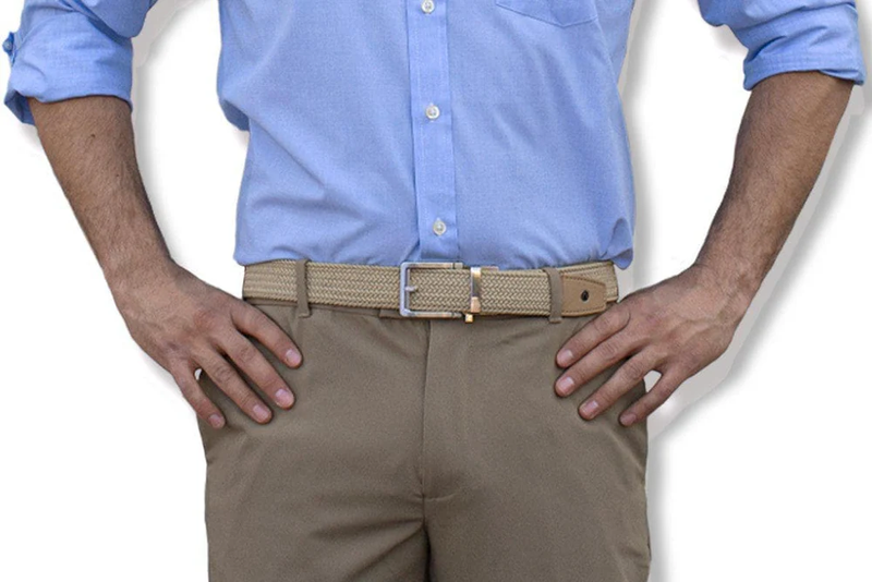 Nexbelt: Men's Braided Ratchet Golf Belt - Tan 1.38" [35mm]