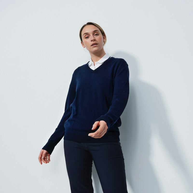 Daily Sports: Women's Boston V-Neck Sweater - Marine Blue