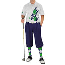 Golf Knickers: Mens Argyle Utopia Golf Shirt - 5N: Navy/Lime/White Clothing