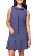 Golftini: Women's Timeless Pleated Dress - Navy Plaid