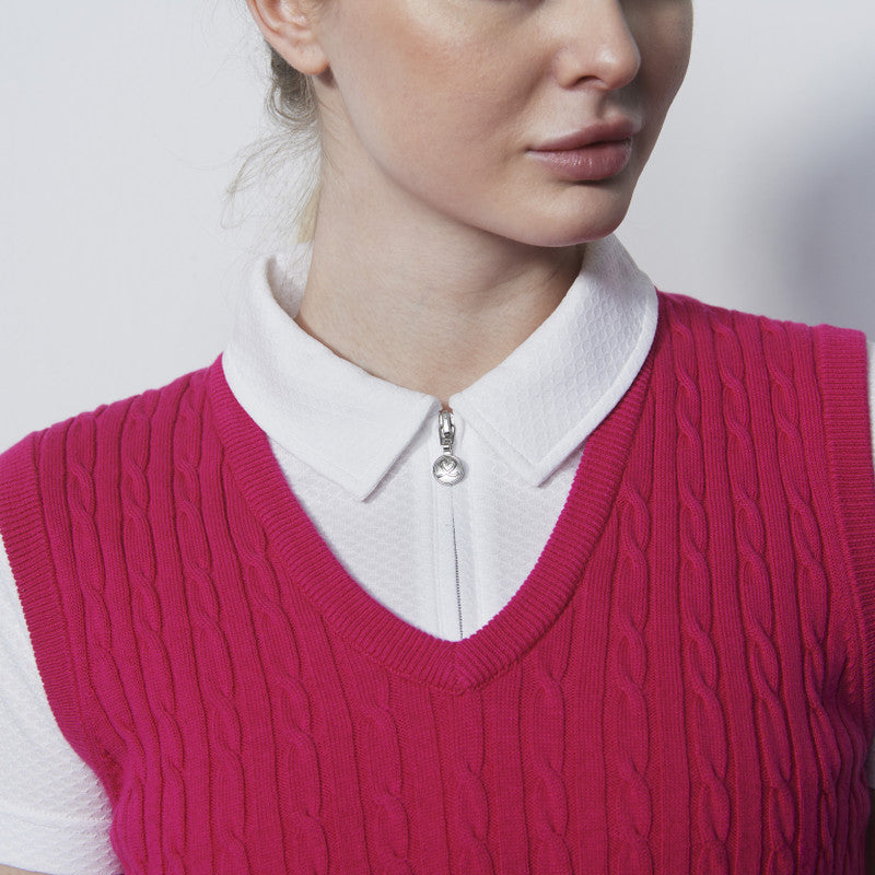 Daily Sports: Women's Madelene V-Neck Sweater Vest - Tulip Pink