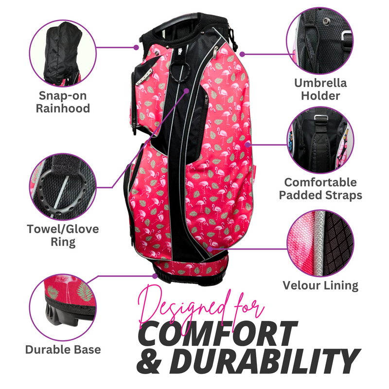 Taboo Fashions: Ladies 14 Way Resort Collection Golf Cart - Pink Flamingos