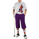 Golf Knickers: Mens Argyle Utopia Golf Shirt - LL: Purple/Orange/White Clothing