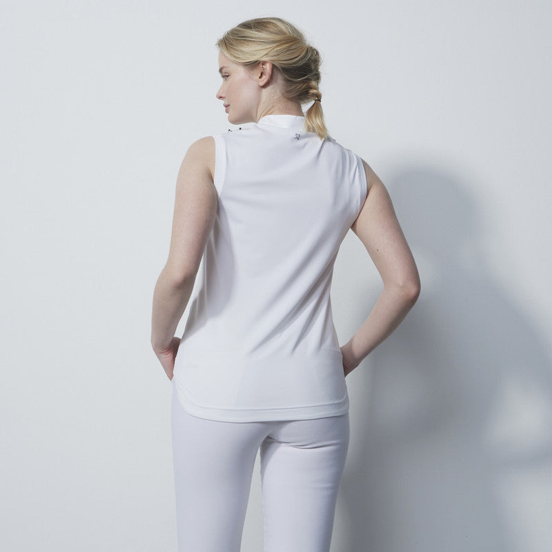 Daily Sports: Women's Intres Frilled Sleeveless Polo Shirt- White