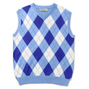 Golf Knickers: Men's Argyle Sweater Vest - Lt. Blue/Royal/White Clothing
