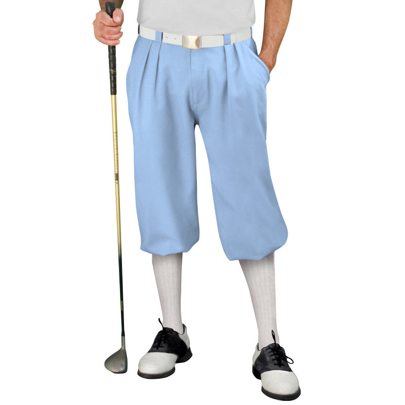 Golf Knickers: Men's Classic Golf Outfit - Light Blue & White