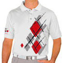 Golf Knickers: Mens Argyle Utopia Golf Shirt - 5T: Taupe/Red/White Clothing