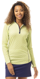 SanSoleil: Ladies UPF 50 SolCool Mock w/ Piping - 900445P Clothing