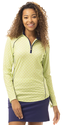 SanSoleil: Ladies UPF 50 SolCool Mock w/ Piping - 900445P