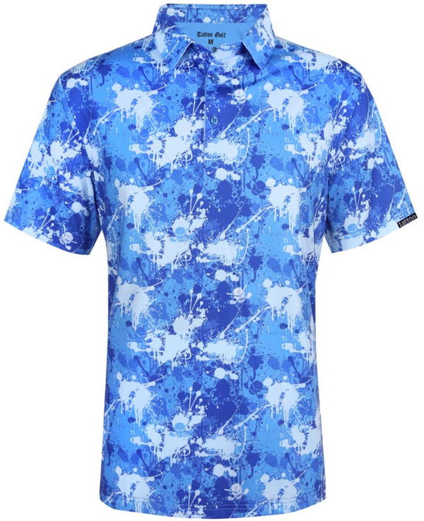 Tattoo Golf:  Men's A-Game Cool-Stretch Performance Golf Shirt - Blue