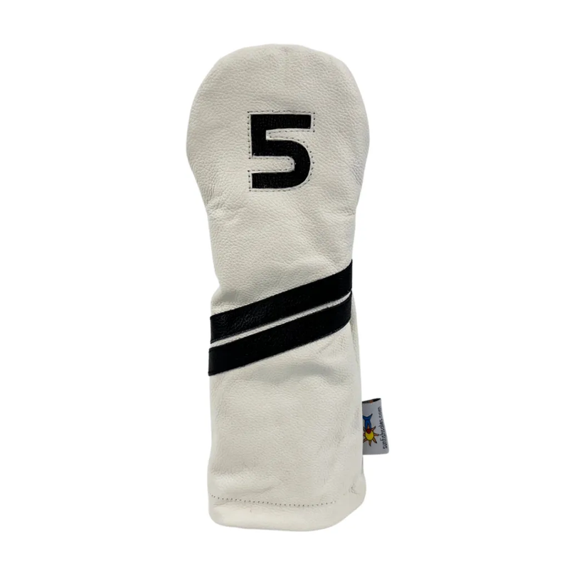 Sunfish: White & Black Strip 5 Fairway Wood Leather Headcover