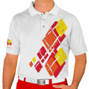 Golf Knickers: Mens Argyle Utopia Golf Shirt - 5A: Red/Orange/Yellow Clothing