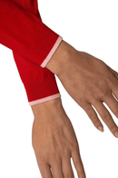 Golftini: Women's Long Sleeve V-Neck Sweater - Red/Light Pink