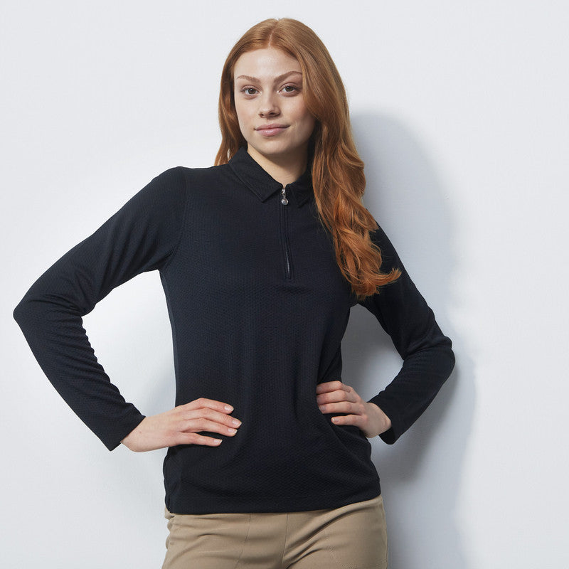 Daily Sports: Women's Peoria Long Sleeve Polo Shirt - Black