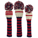 Sunfish: Knit Wool Headcover (Driver, Fairway, Hybrid, or Set) - Navy Red and White Multi Stripe