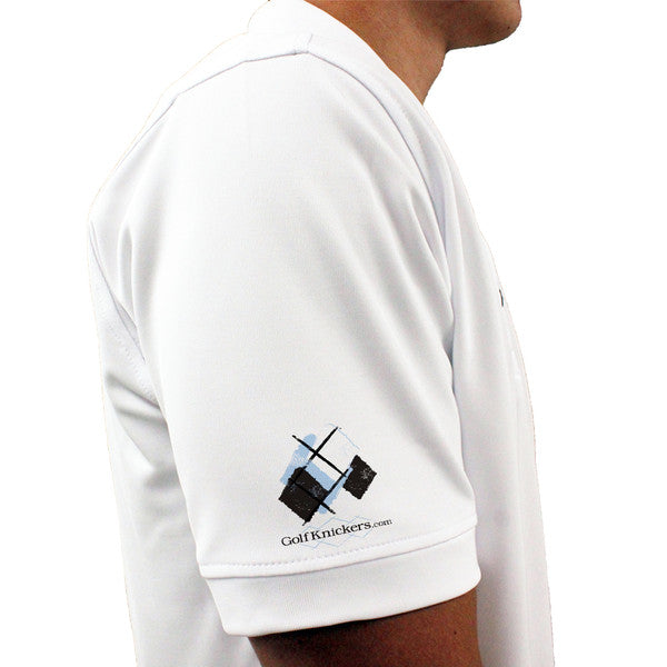 Golf Knickers: Mens Argyle Utopia Golf Shirt - YYYY: Light Blue/Black/White