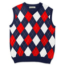 Golf Knickers: Men's Argyle Sweater Vest - Navy/Red/White Clothing