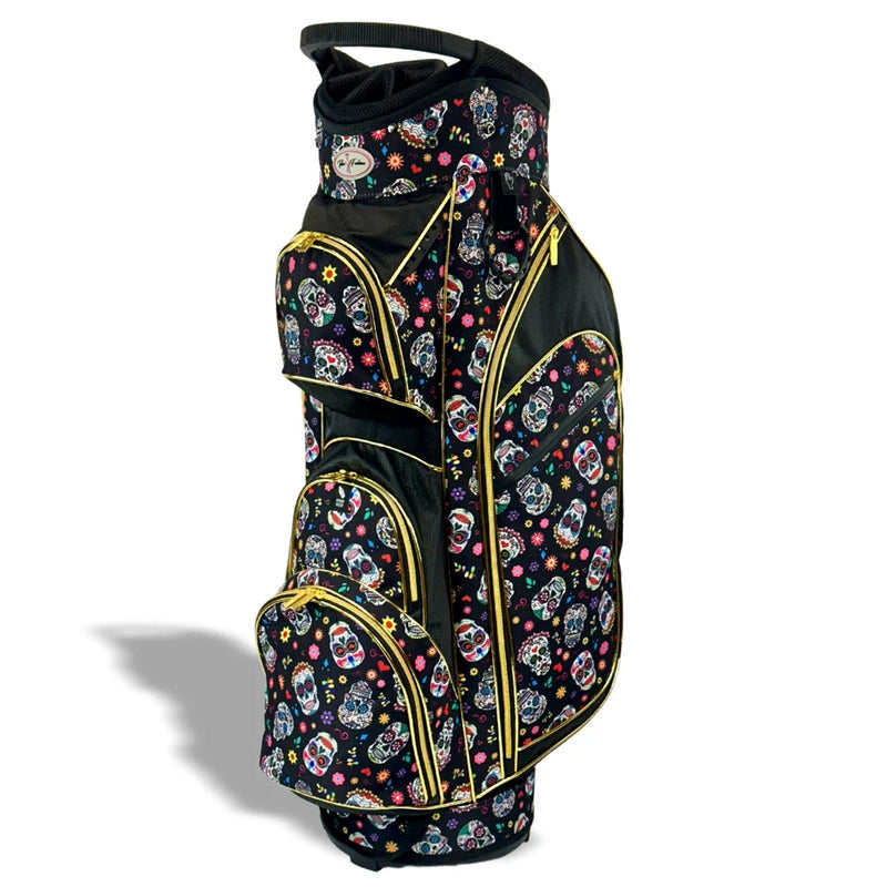 Taboo Fashions: Ladies 14 Way Designer Women's Golf Cart Bag with Cooler - Sugar Skulls