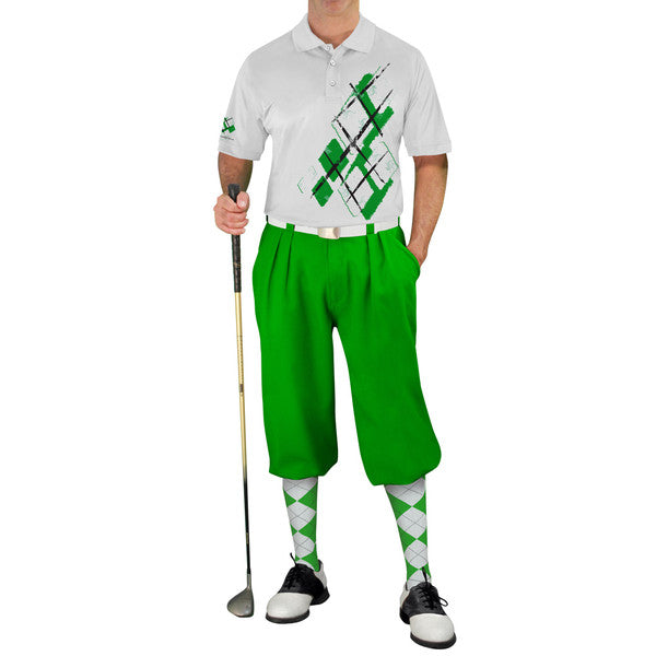Golf Knickers: Mens Argyle Utopia Golf Shirt -  AA: Lime/White