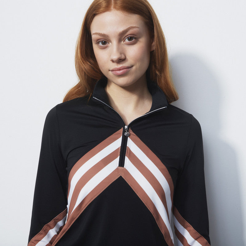 Daily Sports: Women's Bari Long Sleeve Polo Shirt - Black Cinnamon