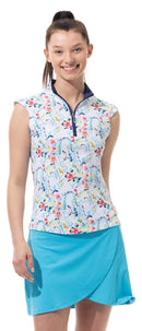 SanSoleil: Ladies UPF 50 SolTek Lux Sleeveless Print Mock - 900627P
