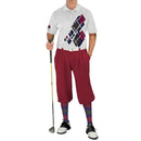 Golf Knickers: Mens Argyle Utopia Golf Shirt - Q: Navy/Maroon/Charcoal Clothing