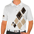 Golf Knickers: Mens Argyle Utopia Golf Shirt - YYY: White/Black/Khaki Clothing