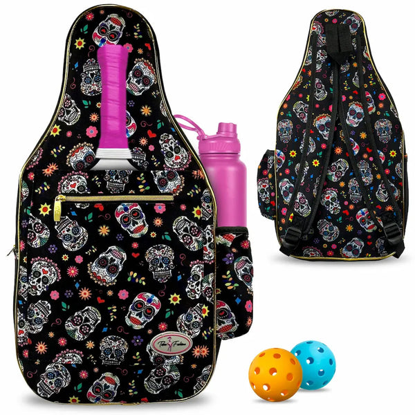 Taboo Fashions: Ladies Premium Pickleball Backpack - Sugar Skulls