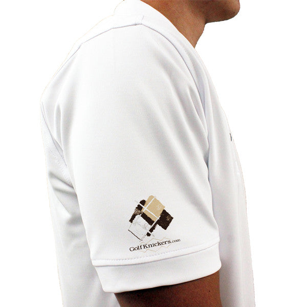 Golf Knickers: Mens Argyle Utopia Golf Shirt - MMMM: Black/Khaki/White