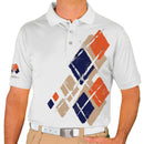 Golf Knickers: Mens Argyle Utopia Golf Shirt - PP: Khaki/Orange/Navy Clothing