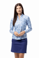 SanSoleil: Ladies Solmelange Longsleeve Print Mock - 900453P Clothing