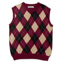 Golf Knickers: Men's Argyle Sweater Vest - Maroon/Khaki/Black Clothing