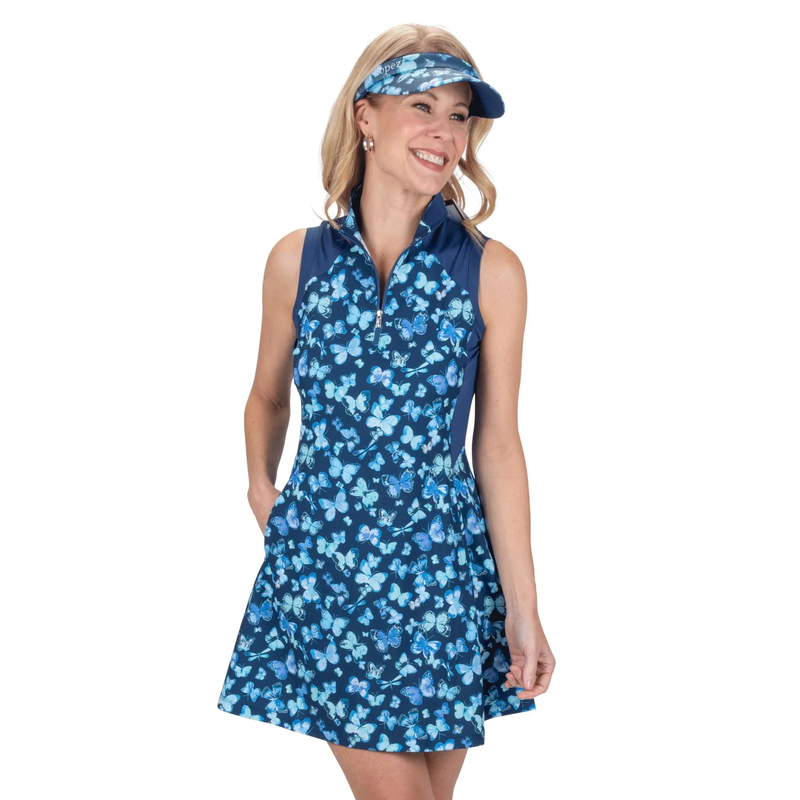 Nancy Lopez Golf: Women's Ace Sleeveless Dress - Butterfly Print