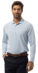 SanSoleil: Men's Soltek Ice Long Sleeve Heather Polo - 900837M Clothing